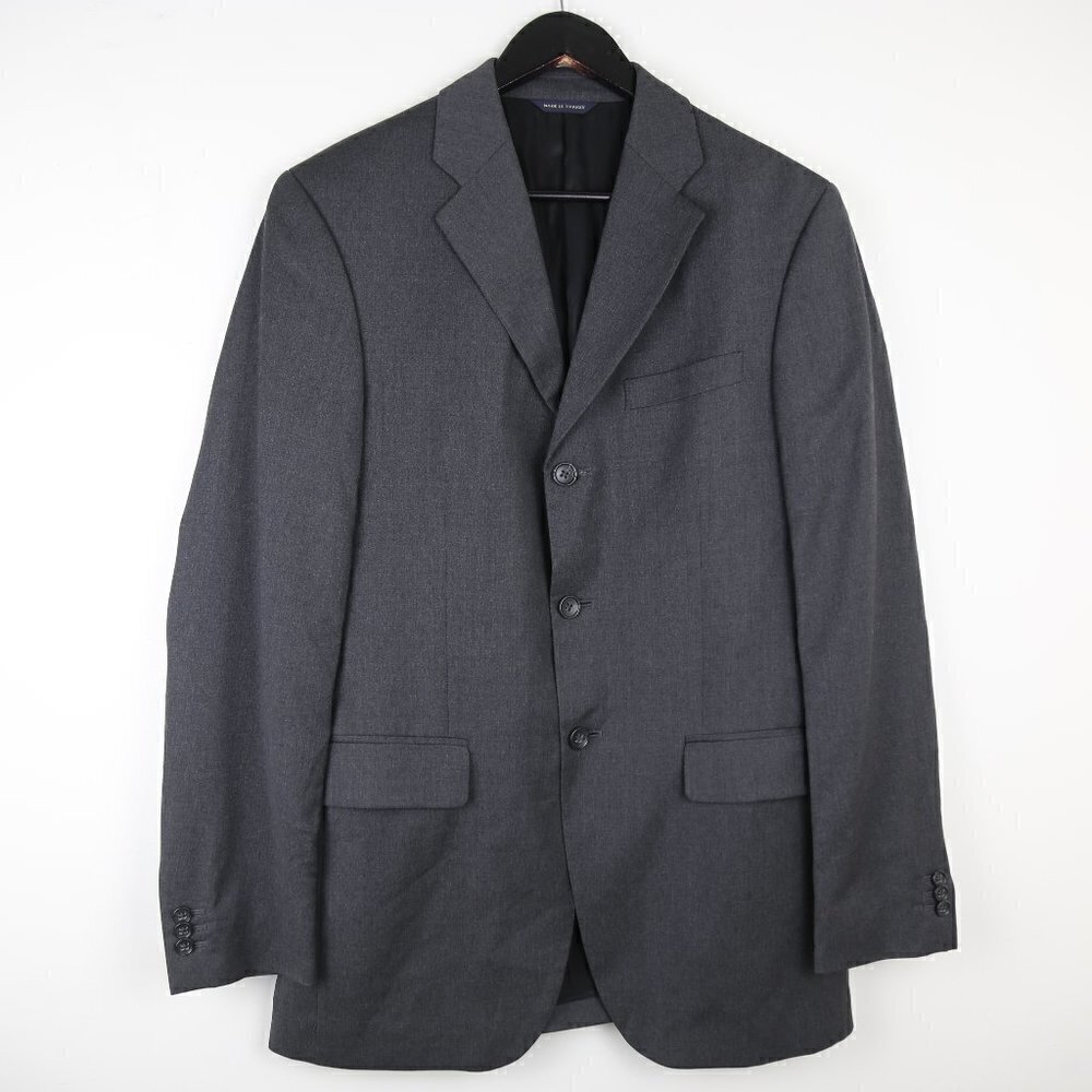 Banana Republic 100% Wool Modern Blazer Jacket Mens 38R/S Gray Three Button